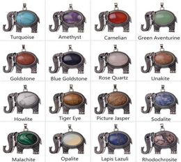 Elephant Gemstone Jewellery Pendant Silver Plated Cute Necklace Men and Women Simple 12pcs3321530