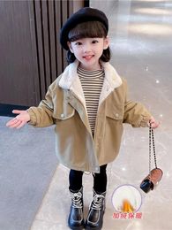 Jackets Girls Coat Autumn And Winter Thick 2023 Fashion Girl Turtleneck Collar Cotton Padded Clothing Top