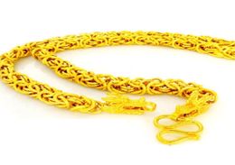 Imitation Yellow Gold Chain Necklace Men Dragon Head Grain Line Placer Golden Thailand Chains for Mens 60cm7311560