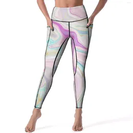 Women's Leggings Marble Sexy Colourful Liquid High Waist Yoga Pants Breathable Stretch Leggins Female Design Fitness Sports Tights