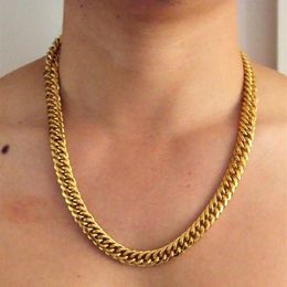 MENS HEAVY YELLOW GOLD CUBAN LINK CHAIN NECKLACE 23 6IN Real people model 100% real gold not solid not money 260q