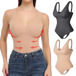 Women's Shapers Women's Slim Full Body Shaper With Built-in Bra Shapewear Tummy Control Tops Waist Trainer Corset Bodysuits 231212