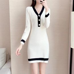 Women's Sweaters Boutique Autumn Winter Korean Fashion Mid Length Sweater Knitted Dress Fat Sister Slim Fit Underlay Pullover Female