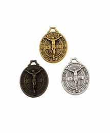 120 Pcs Jesus Benedict Nursia Patron Medal Crucifix Alloy Charm Pendants For Jewellery Making Bracelet Necklace Findings A-3551358464