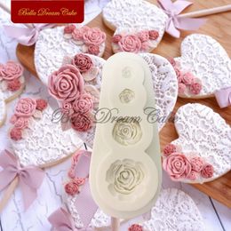 Baking Moulds 3D Rose Flower Silicone Mould Chocolate Fondant Cupcake Mould DIY Clay Resin Model Valentines Day Cake Decorating Tools Bakeware 231213