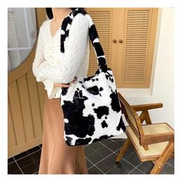 Duffel Bags Cow Crossbody Bag Cute Student Plush Outdoor Shopping Shoulder Female Funny Large-capacity Girls School Books