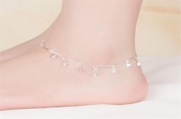 2021 KOFSAC New Fashion 925 Sterling Silver Chain Anklets For Women Party Charm Star Ankle Bracelets Foot Jewelry Cute Girl Gift H9782177