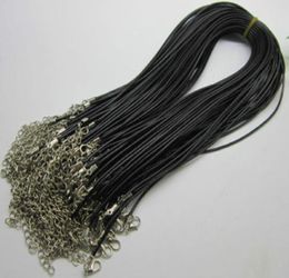 1mm 15mm 2mm 3mm 100pcs Black adjustable Genuine REAL Leather Necklace Cord For DIY Craft Jewelry Chain 18039039 with Lobst3484287