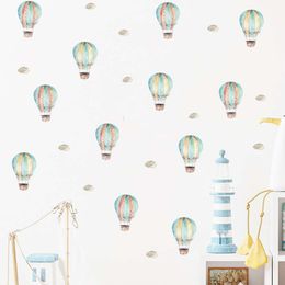 12pcs Watercolour Bule Green Hot Air Balloon Pattern Wall Stickers for Kids Room Baby Boy Room Wall Decals Home Decorative Decor