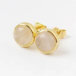 Stud Earrings 5Pairs Round Moonstone Mini 18K Gold Plated Earring Ear Bone Cartilage Jewelry Accessories For Women Wholesale