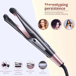 2 in 1 Multifunction Spiral Hair Curler Straightener Fast Heating Twist Straightening Curling Iron Negative Hair Styling Tool