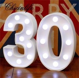 Chicinlife 2Pcs Adult 30405060 Number LED String Night Light Lamp Happy Birthday Anniversary Decoration Event Party Supplies Y27089031