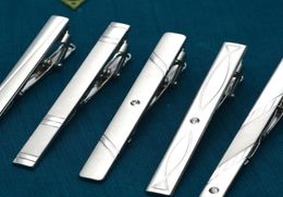 New Simple Metal Silver Tie Clip For Men Wedding Necktie Clasp Gentleman TBar Crystal Pin Mens Gift7588037