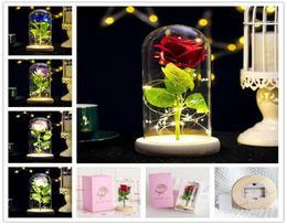 Rose Lasts Forever With Led Lights In Glass Dome Valentine039s Day Wedding Anniversary Birthday Gifts Party Decoration 5 Colors4624074