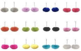 1 Pair Faux Fur Earrings y Pom Pom Decor Chain Drop Dangle Jewellery Accessories Party Dress Up2924797