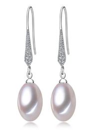 89mm White Pink Purple 100 Natural Freshwater Pearl Drop Earrings 925 Silver Zircon Jewellery for Women3618881