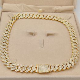 Hip Hop Shining Jewelry Iced Out 15mm Vvs d Color Moissanite Diamond 10k Gold Cuban Link Chain