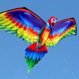 Kite Accessories 3D Parrot Single Line Flying Kites with Tail and Handle Children Bird Windsock Outdoor for Adult Kids 231212