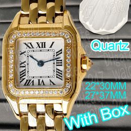 Womans Fashion Gold Watch Designer Diamonds Couples Platinum Diamond Quartz Watches Stainless Steel Square Wristwatch Waterproof Gifts for Lover