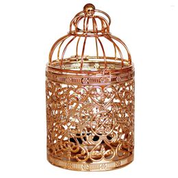 Candle Holders Tea Light Durable European Style Retro Plating Iron Hanging Lantern Home Craft Holder Ornament Bird Cage Hollow