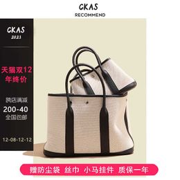 Factory Outlet Wholesale Hremmss Party Garden Tote bags for sale 2023 New Top layer Cowhide Bag Canvas Spliced Coloured Single Shoulder Crossbody Have Real Logo