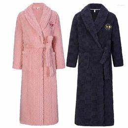 Women's Sleepwear Sexy Clothes Robe Plus Coral Bathrobe Thickened Warm Home Loose Size Flannel Couple Winter Nightgown Fit Plush