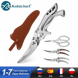 Kitchen Knives Scissors Stainless Steel Shears Powerful Chicken Bone Meat Vegetable Fish Multi Sharp 231213