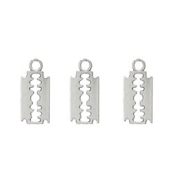 100pcslot Alloy Silver Razor Blade Charms Bracelet Choker Necklace Pendant Charms For Jewellery Making Handmade Craft 2411mm7056194