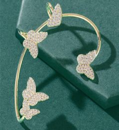 Pretty diamond 3d butterfly ear cuff fashion luxury designer cuff earrings for woman girls gold gift box 1236 B363774906933851