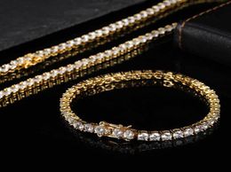 Jewelry bracelets 3mm 4mm Tennis chains Design for Women Men Titanium Steel Bracelet with CZ diamond Lover Gold Silver Rose Fashio1223152