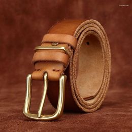 Belts Italian Imported Thickened Top Layer Cowhide Belt Men's Genuine Leather Needle Buckle Personalised Fashion Trend Youth Jeans