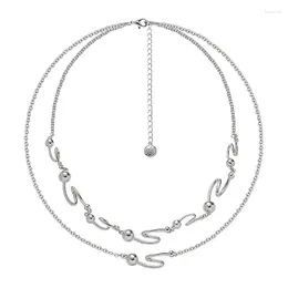 Pendant Necklaces Eetit Silver Colour Double Layered Stacking Chain Round Beads Twist Necklace Attractive Zinc Alloy Versatile Neck Jewellery