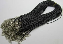 1mm 15mm 2mm 3mm 100pcs Black adjustable Genuine REAL Leather Necklace Cord For DIY Craft Jewellery Chain 18039039 with Lobst9505375