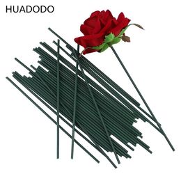 HUADODO 150pcs 13cm Flowers stem Dark Green wire artificial flower Head accessory for wedding decoration size 2mm324J