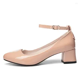 Dress Shoes Fashion Straps Short Heels Female Elegant Comfortable White Pink Nude Heeled Large Size Party Office Wedding Pumps