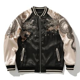 Men's Jackets Spring and Autumn Embroidered Jacket Dragon Animal Men's Baseball Uniform Embroidered Contrast Colour Casual Couple Clothes 231212