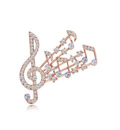 Fashion Exquisite Music Notation Brooch For Women Scarf Pins Shiny Crystal Rhinestone Brooches Wedding Bride Bouquet Corsage Jewel2912080