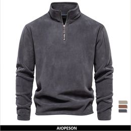 Mens Hoodies Sweatshirts AIOPESON Brand Quality Thicken Warm Fleece Jacket for Men Zipper Neck Pullover Sweatshirt Soft Shell 231213