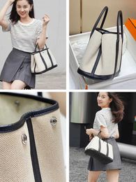 Wholesale Top Original Hremmss Party Garden tote bags online shop Canvas garden bag genuine leather splicing top layer cowhide large capacity on Have Real Logo
