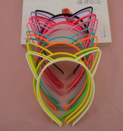 10PCS 6mm Assorted Colours Cat Ears Shape plastic hair headbands with small teethSweet Princess hairbandskids hair accessories8587883