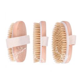 Cleaning Brushes Bath Brush Dry Skin Body Soft Natural Bristle Spa The Wooden Shower Brushs Without Handle Drop Delivery Home Garden H Otugp