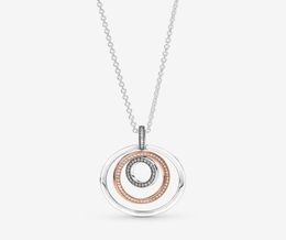 New Arrival 100 925 Sterling Silver Twotone Circles Pendant Necklace Fashion Jewellery Making for Women Gift8707274