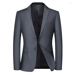 Men's Suits 2024 Autumn Mens Soild Colour Suit Jacket Single Breasted Men Business Casual Coat Grey Blue Male Blazer Masculino