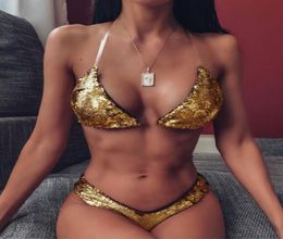 gold bikinis set one piece sequin transparent shoulder strap leopard belt onepiece swimsuit with gold leaf print bandage fish scal2122494