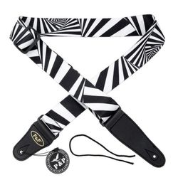 Black and white stripes Guitar Strap for Bass Electric Acoustic Parts Leather End Soft2862767