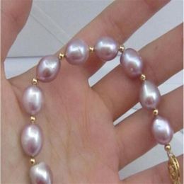 11x10MM NATURALSOUTH SEA GENUINE purple PEARL BRACELET 14K GOLD CLASP207u