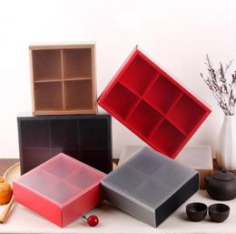 Gift Wrap 100pcslot Transparent Black Red Brown Cake Box Dessert Macarons Mooncake Boxes Pastry Packaging3629019