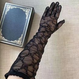 Ball letters lace evening wedding dress gloves Sweet embroidery full finger gloves for women driving cycling celeb arm cover
