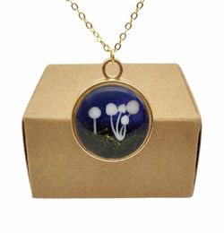 Pendant Necklaces Mushroom 3D Forest Landscape Moss Underbrush Starry Gold Color Chain Long Necklace Women Boho Fashion Jewelry Bo7047905