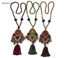 Pendant Necklaces Boho Bohemian Military Green Necklace Statement Dream Catcher llows Angle Birds Feather Pendants For Women1856551